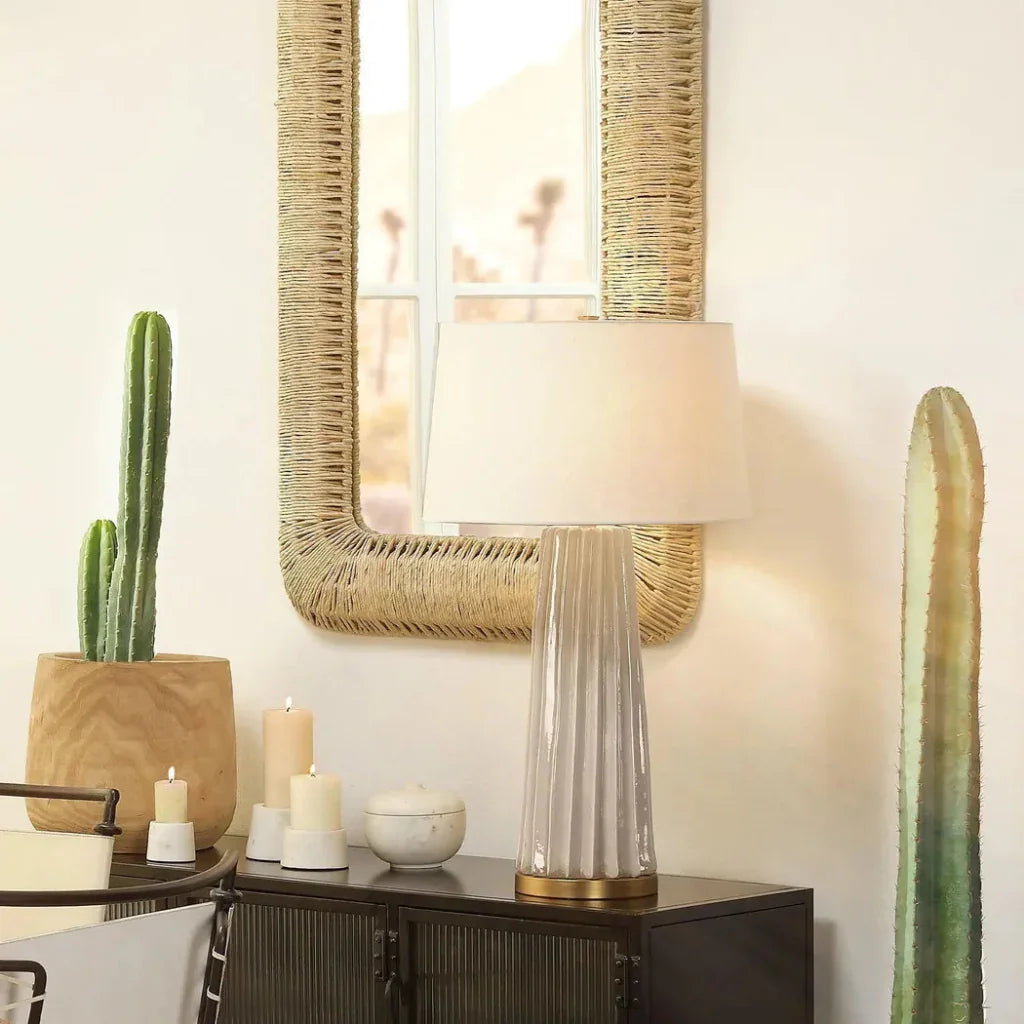 Pleated Ceramic Unique Table Lamp - LOOMLAN - Jamie Young - Table Lamps