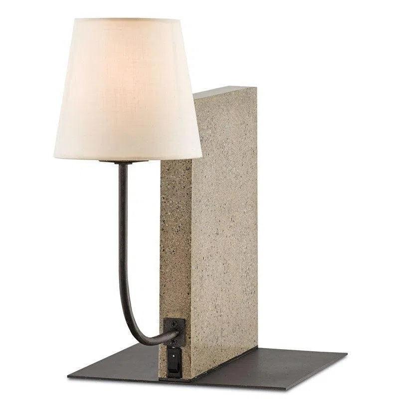 Polished Concrete Aged Steel Oldknow Table Lamp - LOOMLAN - Currey & Co - Table Lamps