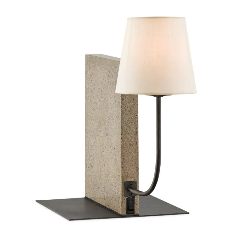 Polished Concrete Aged Steel Oldknow Table Lamp - LOOMLAN - Currey & Co - Table Lamps