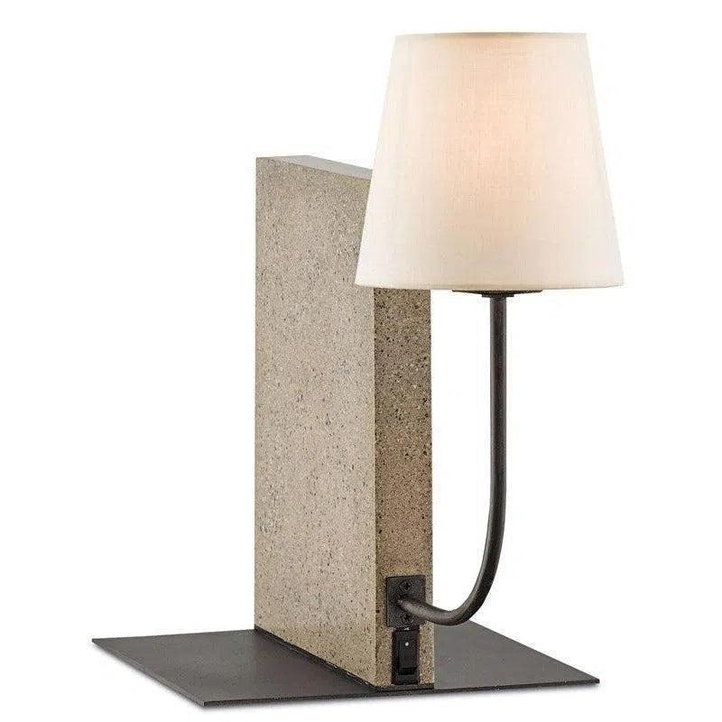 Polished Concrete Aged Steel Oldknow Table Lamp - LOOMLAN - Currey & Co - Table Lamps