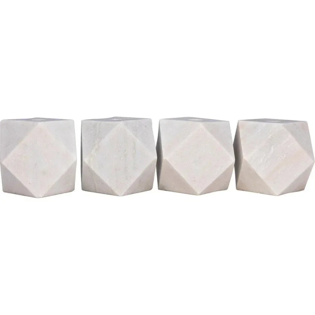 Polyhedron Decorative Marble Candleholder 4Pc