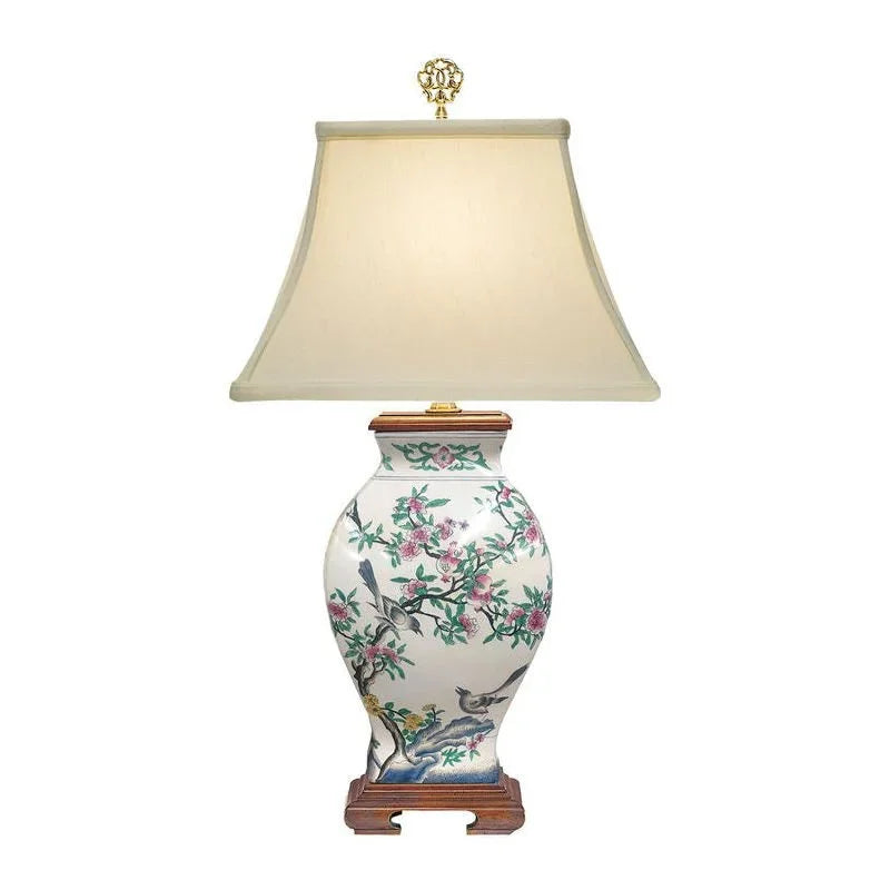 Wildwood Pom 'n Bird Hand Painted Porcelain Table Lamp