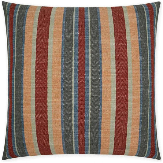 Ponce Lodge Western Chic Stripes Red Large Throw Pillow - LOOMLAN - D.V. Kap - Throw Pillows