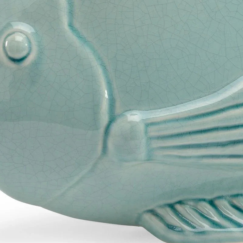 Porcelain Made Celadon Fish Sculpture - LOOMLAN - Chelsea House - Statues & Sculptures