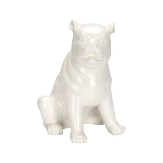 Porcelain Made White Standing Pug Sculpture - LOOMLAN - Chelsea House - Statues & Sculptures