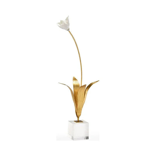 Porcelain Tulip On Stand Flower Sculpture - LOOMLAN - Chelsea House - Statues & Sculptures