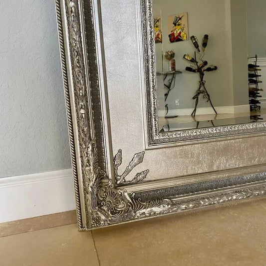 Prazzo Leaner 91" Rectangle Antique Silver Floor Mirror -- view 2