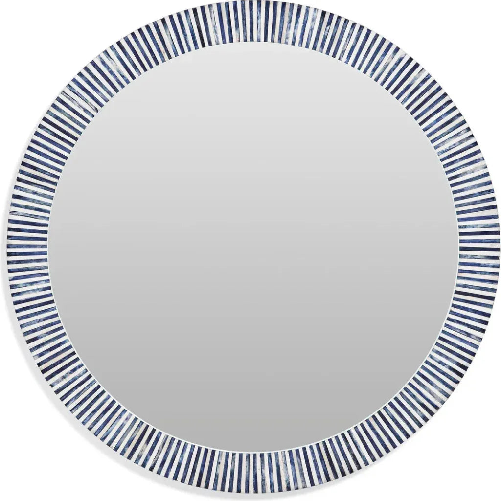 Radial Bone and Resin Blue Wall Mirror