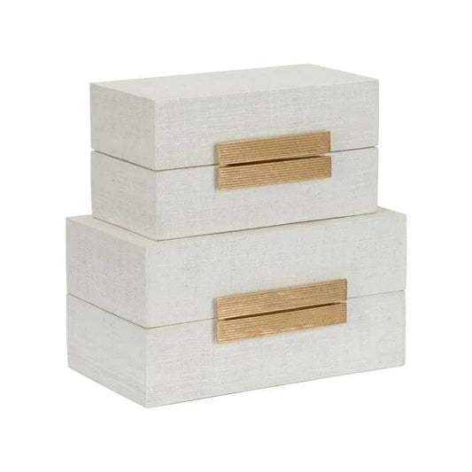 Raffia Made White Box (Set of 2) - LOOMLAN - Chelsea House - Boxes & Bowls