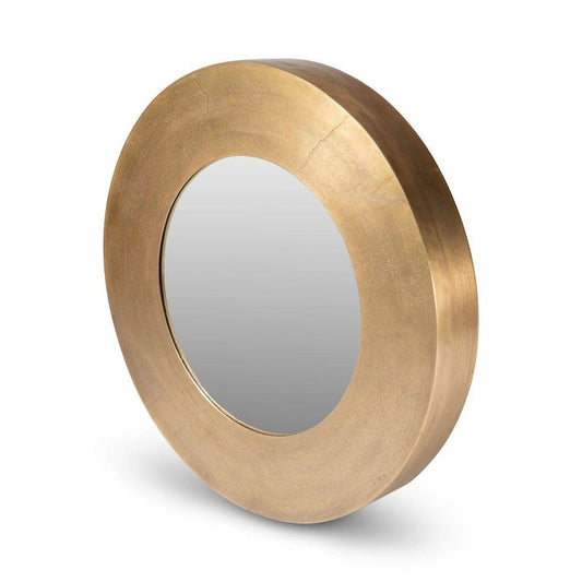 Rahi Reclaimed Cast Aluminum Round Wall Mirror - LOOMLAN - Urbia - Wall Mirrors