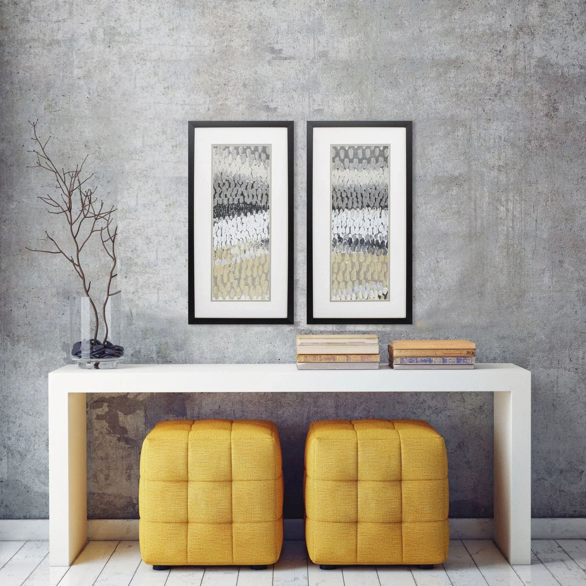 Raindrops Neutral Framed Wall Art 2PC -- view 2