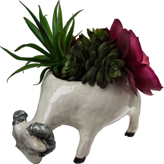 Abigails Ram White Ceramic Planter
