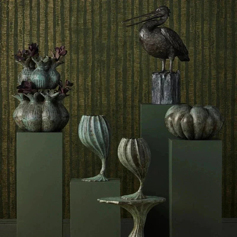 Raw Patina Cast Aluminum Rotterdam Bowl - LOOMLAN - Currey & Co - Boxes & Bowls