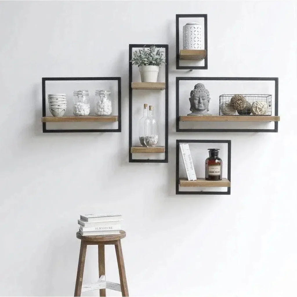 Reclaimed Teak Wall Shelf Brown Type C Mix & Match - LOOMLAN - LH Imports - Wall Shelves & Ledgers