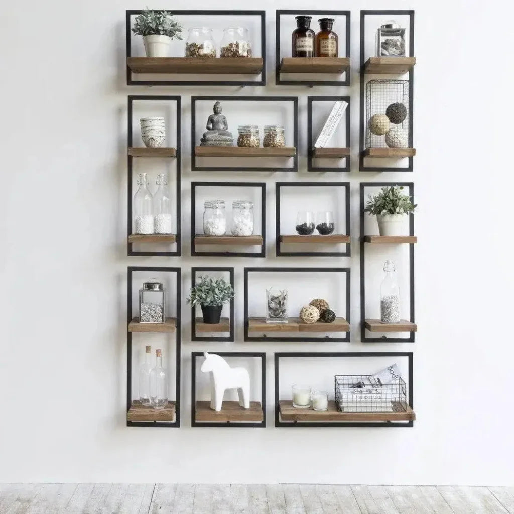 Reclaimed Teak Wall Shelf Brown Type C Mix & Match - LOOMLAN - LH Imports - Wall Shelves & Ledgers
