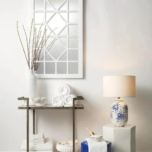 Reversible White Wood Virginia Grid Wall Mirror - LOOMLAN - Jamie Young - Wall Mirrors