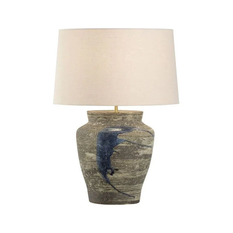 Riku Modern Japanese Artistry Indigo Glaze Table Lamp - LOOMLAN - Wildwood - Table Lamps