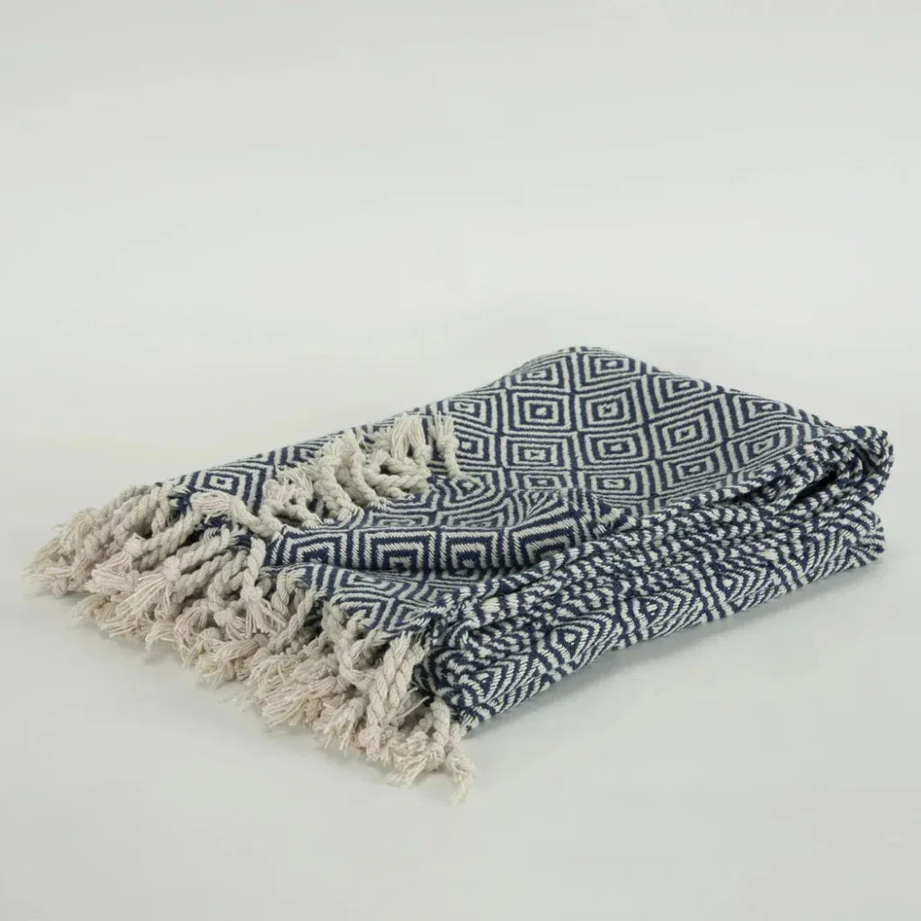 Rio Diamond Pattern Cotton Throw Blanket - LOOMLAN - LOOMLAN - Throw Blankets