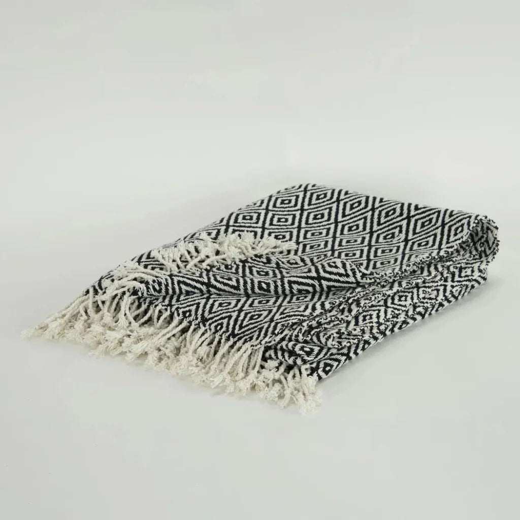 Rio Diamond Pattern Cotton Throw Blanket - LOOMLAN - LOOMLAN - Throw Blankets