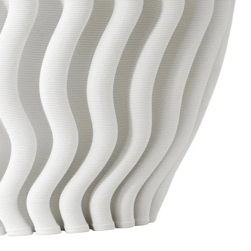 Ripple White 3 - D Printed Porcelain Vase - LOOMLAN - Currey & Co - Vases & Jars