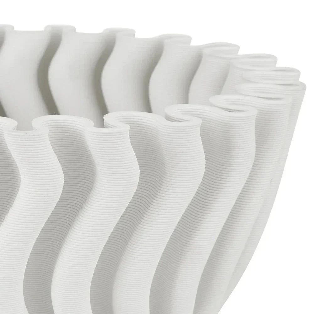 Ripple White 3 - D Printed Porcelain Vase - LOOMLAN - Currey & Co - Vases & Jars