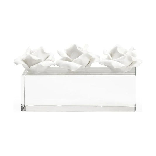 Rose Pave Crystal Base Ceramic Roses Sculpture - LOOMLAN - Chelsea House - Statues & Sculptures