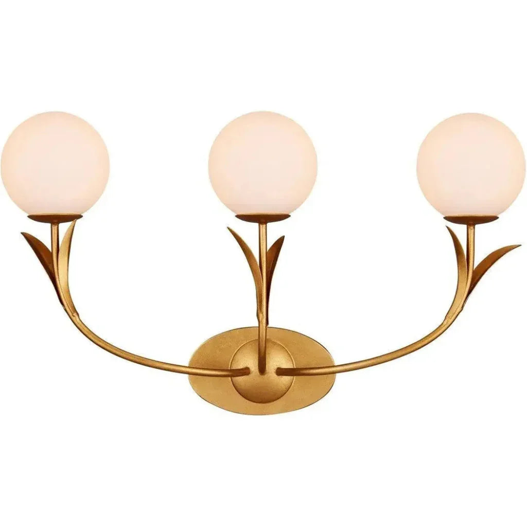 Rossville Triple - Light Iron & Glass Gold Wall Sconce - LOOMLAN - Currey & Co - Wall Sconces
