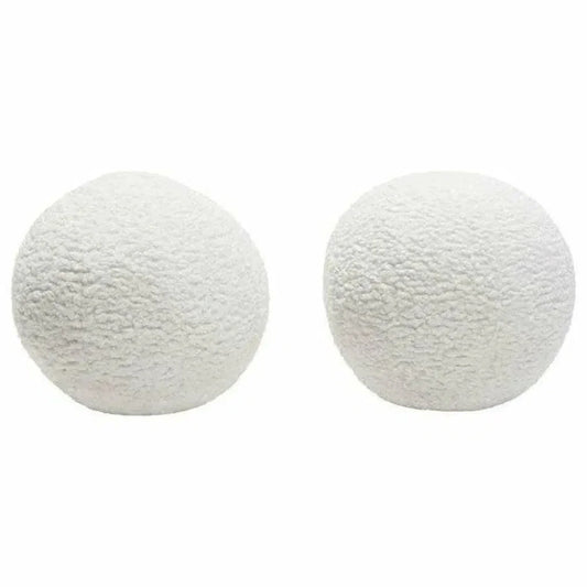 Round Accent Pillows White Faux - LOOMLAN - Diamond Sofa - Throw Pillows