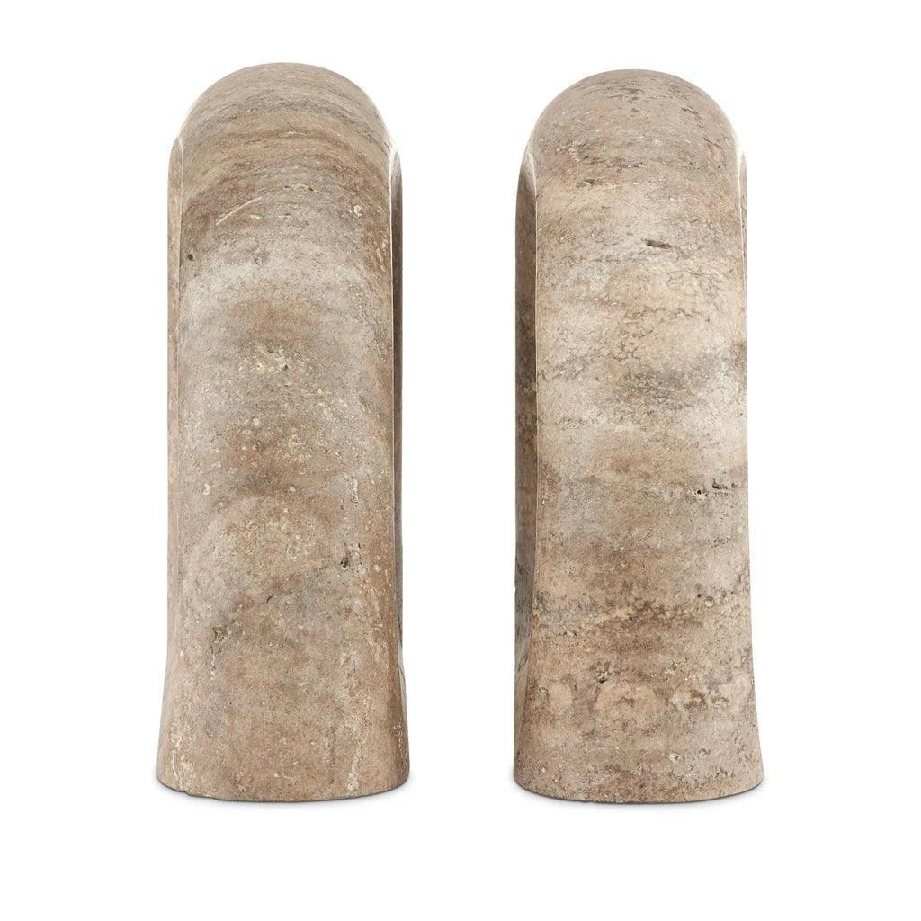 Russo Travertine Object Set of 2 - LOOMLAN - Currey & Co - Statues & Sculptures