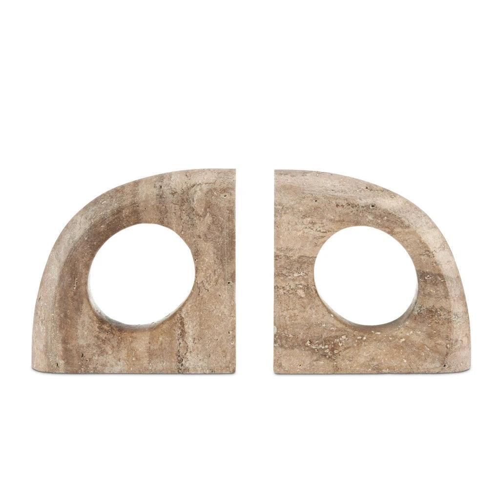 Russo Travertine Object Set of 2 - LOOMLAN - Currey & Co - Statues & Sculptures