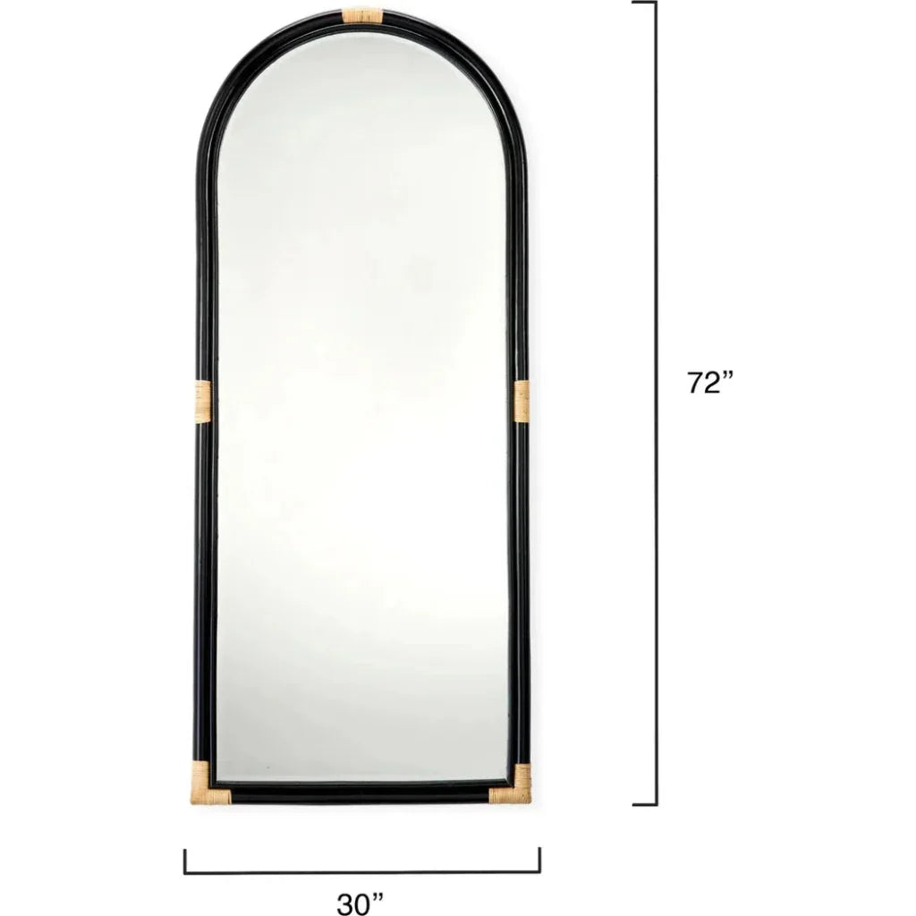 Saltwater Rattan d Vertical Floor Mirror-Floor Mirrors-Jamie Young-LOOMLAN