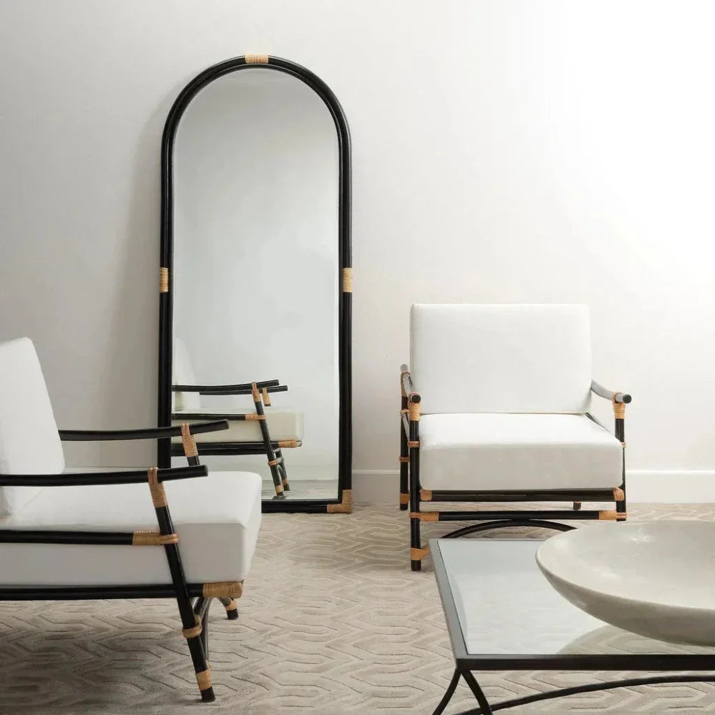 Saltwater Rattan d Vertical Floor Mirror-Floor Mirrors-Jamie Young-LOOMLAN