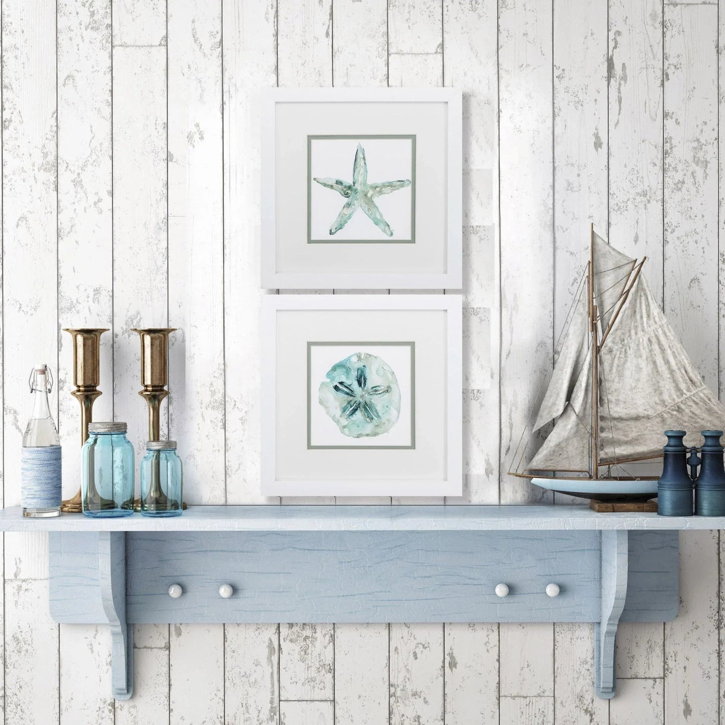 Sandstar Glass Front Teal Canvas Art 2PC