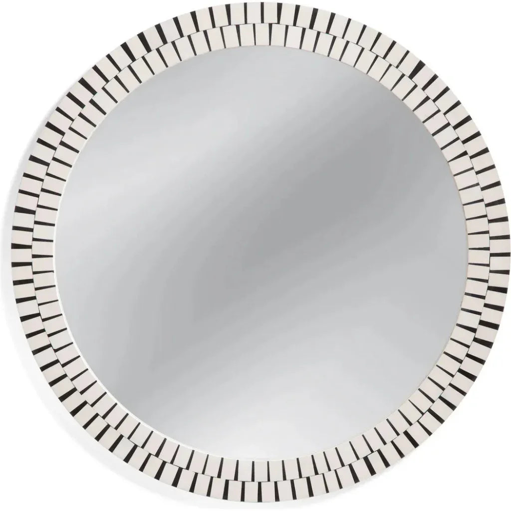 Sanna Bone & Wood Black Off - White Wall Mirror - LOOMLAN - Bassett Mirror - Wall Mirrors