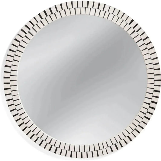 Sanna Bone & Wood Black Off - White Wall Mirror - LOOMLAN - Bassett Mirror - Wall Mirrors