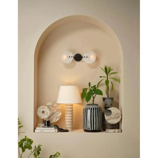 Satellite Marble and Iron Cream Stand - LOOMLAN - Jamie Young - Statues & Sculptures