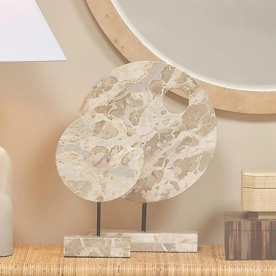 Satellite Marble and Iron Cream Stand - LOOMLAN - Jamie Young - Statues & Sculptures