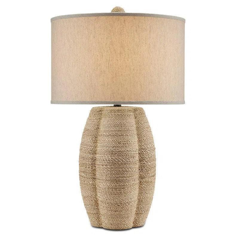 Satin Black Abaca Rope Karnak Table Lamp By Goralnick - LOOMLAN - Currey & Co - Table Lamps