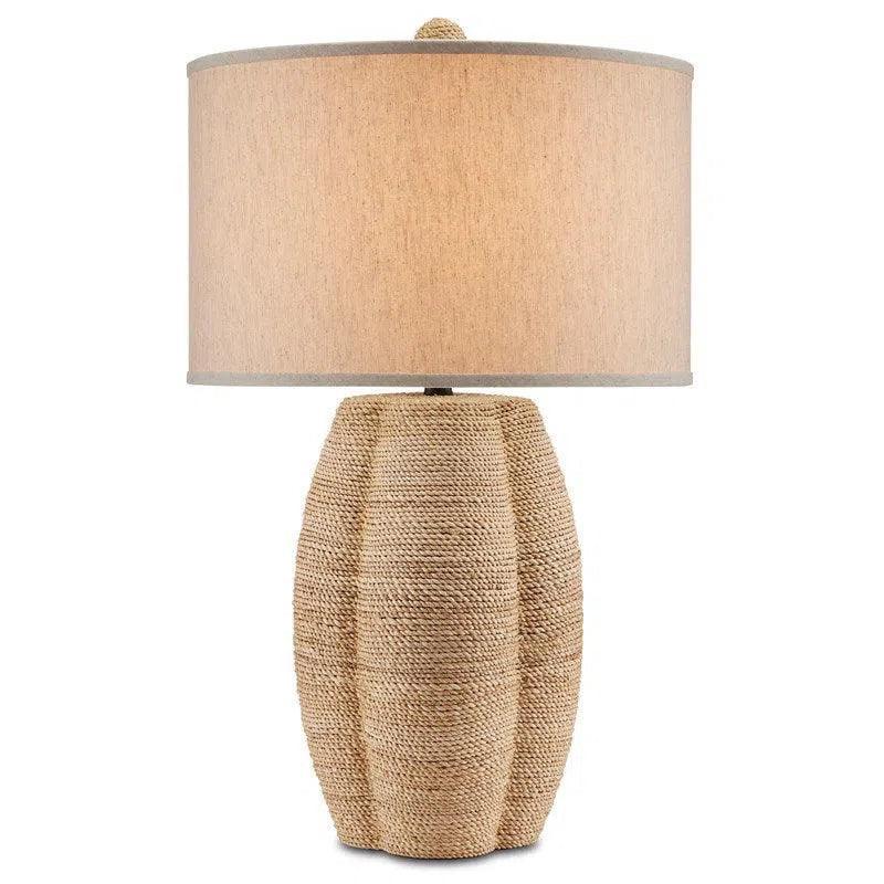 Satin Black Abaca Rope Karnak Table Lamp By Goralnick - LOOMLAN - Currey & Co - Table Lamps