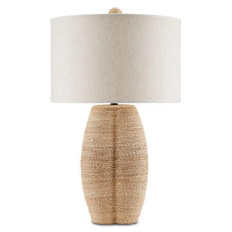 Satin Black Abaca Rope Karnak Table Lamp By Goralnick - LOOMLAN - Currey & Co - Table Lamps