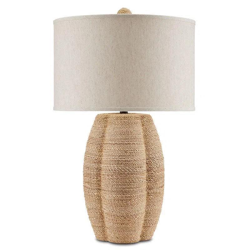 Satin Black Abaca Rope Karnak Table Lamp By Goralnick - LOOMLAN - Currey & Co - Table Lamps
