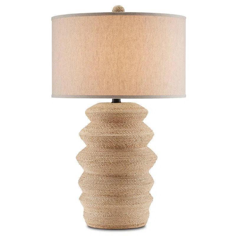 Satin Black Abaca Rope Kavala Table Lamp By Goralnick - LOOMLAN - Currey & Co - Table Lamps