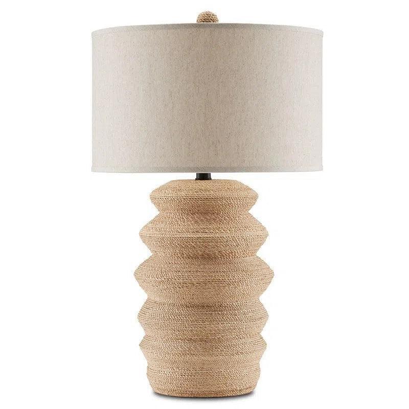 Satin Black Abaca Rope Kavala Table Lamp By Goralnick - LOOMLAN - Currey & Co - Table Lamps