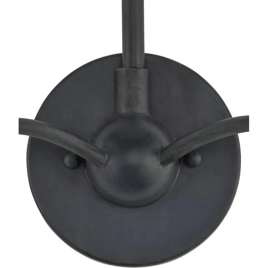 Saxon Double - Light Iron Black Wall Sconce - LOOMLAN - Currey & Co - Wall Sconces