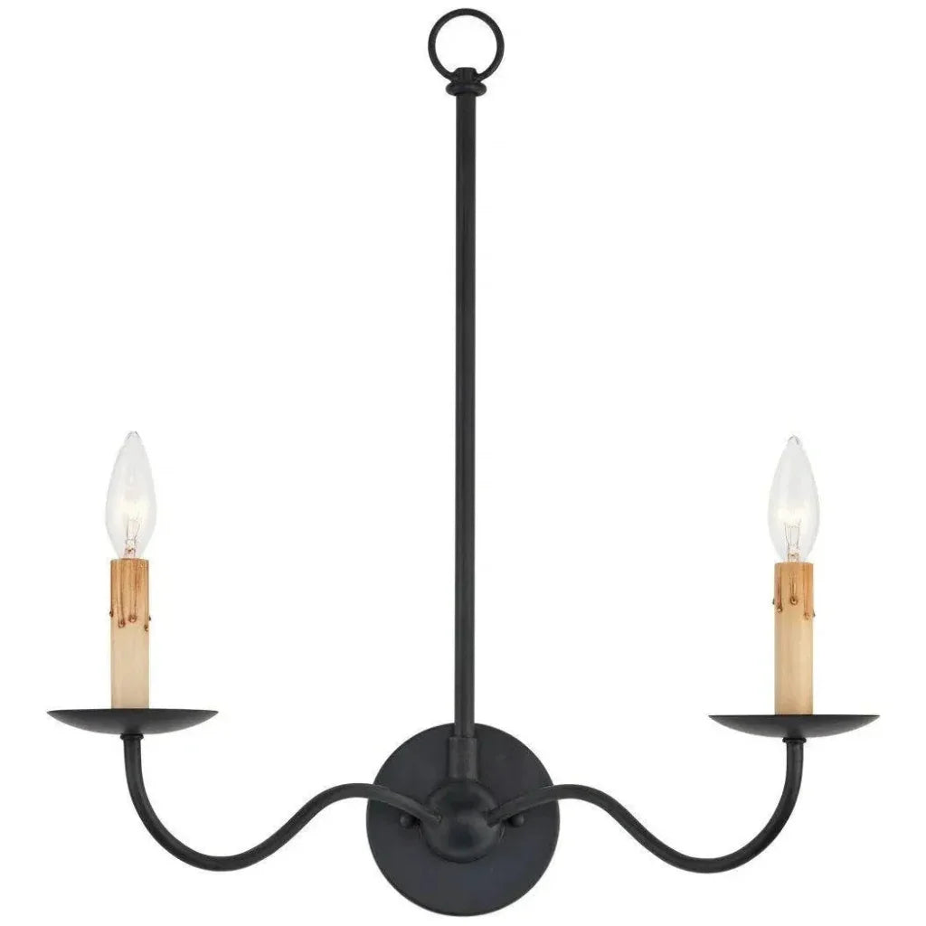 Saxon Double - Light Iron Black Wall Sconce - LOOMLAN - Currey & Co - Wall Sconces