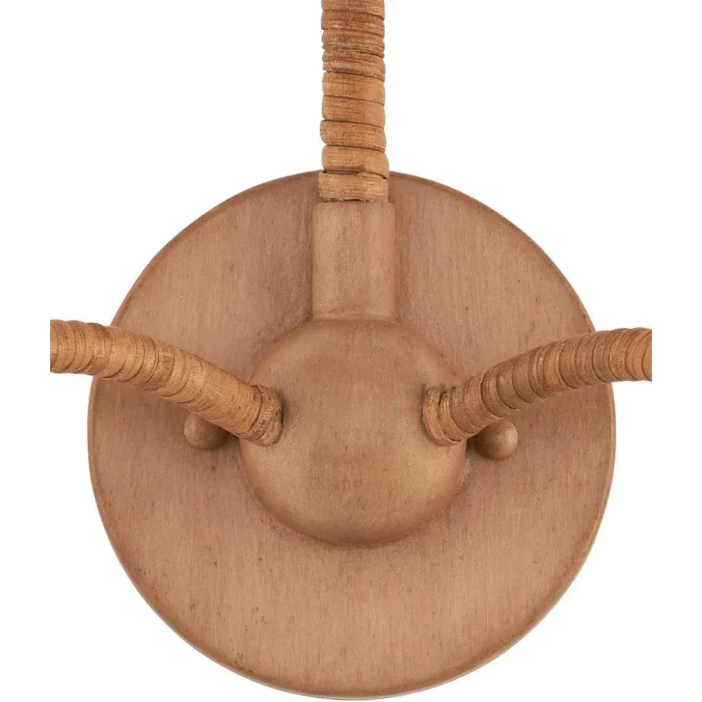 Saxon Double - Light Iron & Rattan Brown Wall Sconce - LOOMLAN - Currey & Co - Wall Sconces