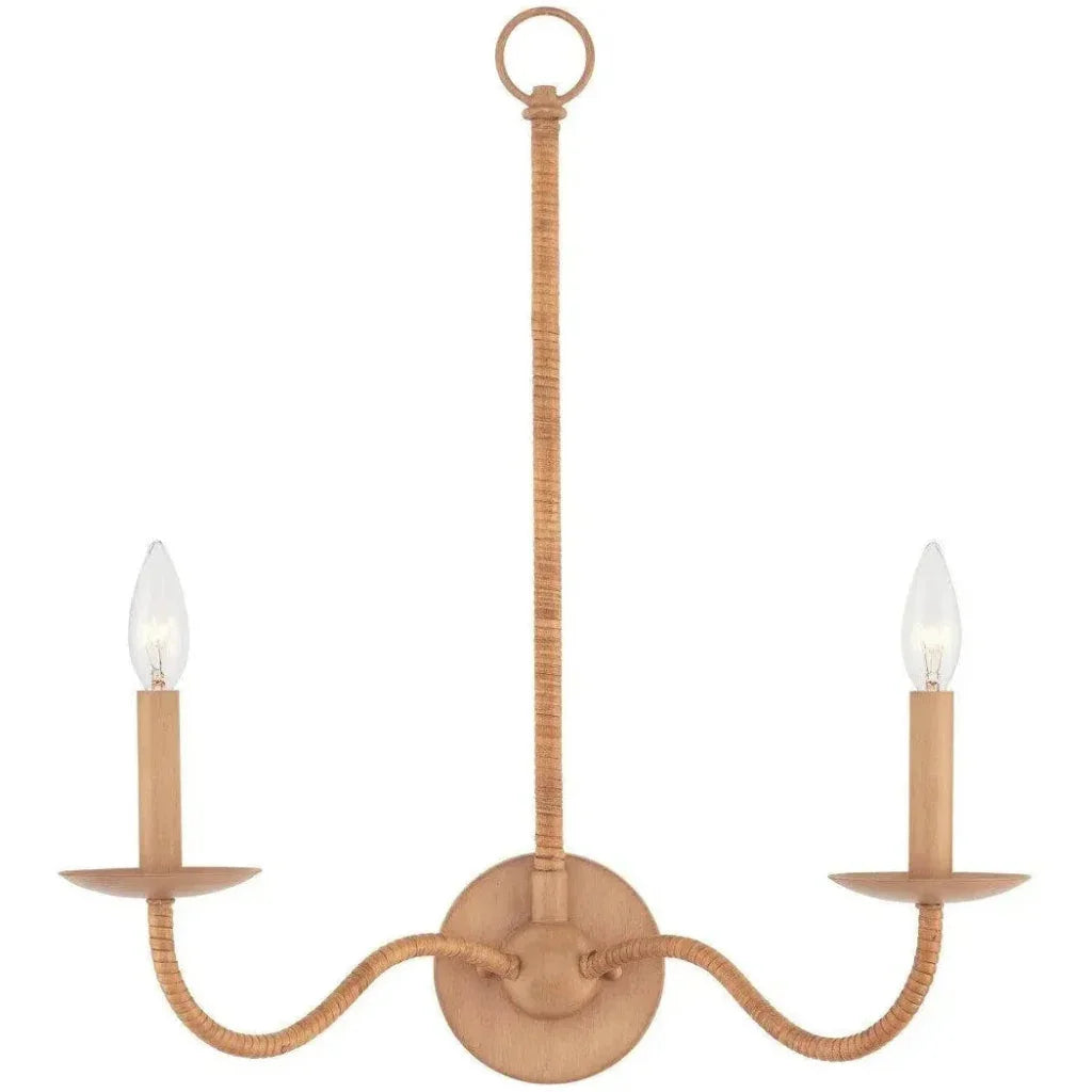 Saxon Double - Light Iron & Rattan Brown Wall Sconce - LOOMLAN - Currey & Co - Wall Sconces