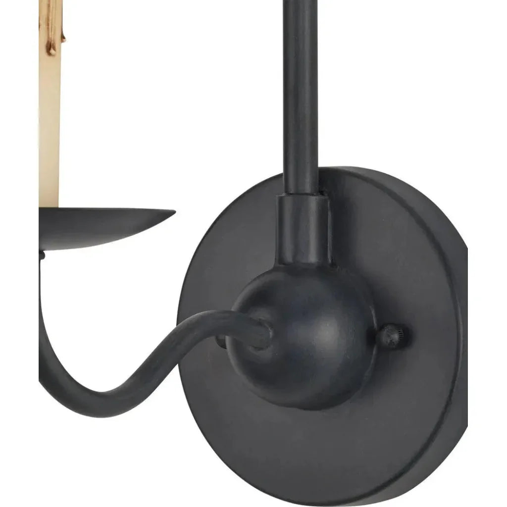Saxon Single - Light Iron Black Wall Sconce - LOOMLAN - Currey & Co - Wall Sconces