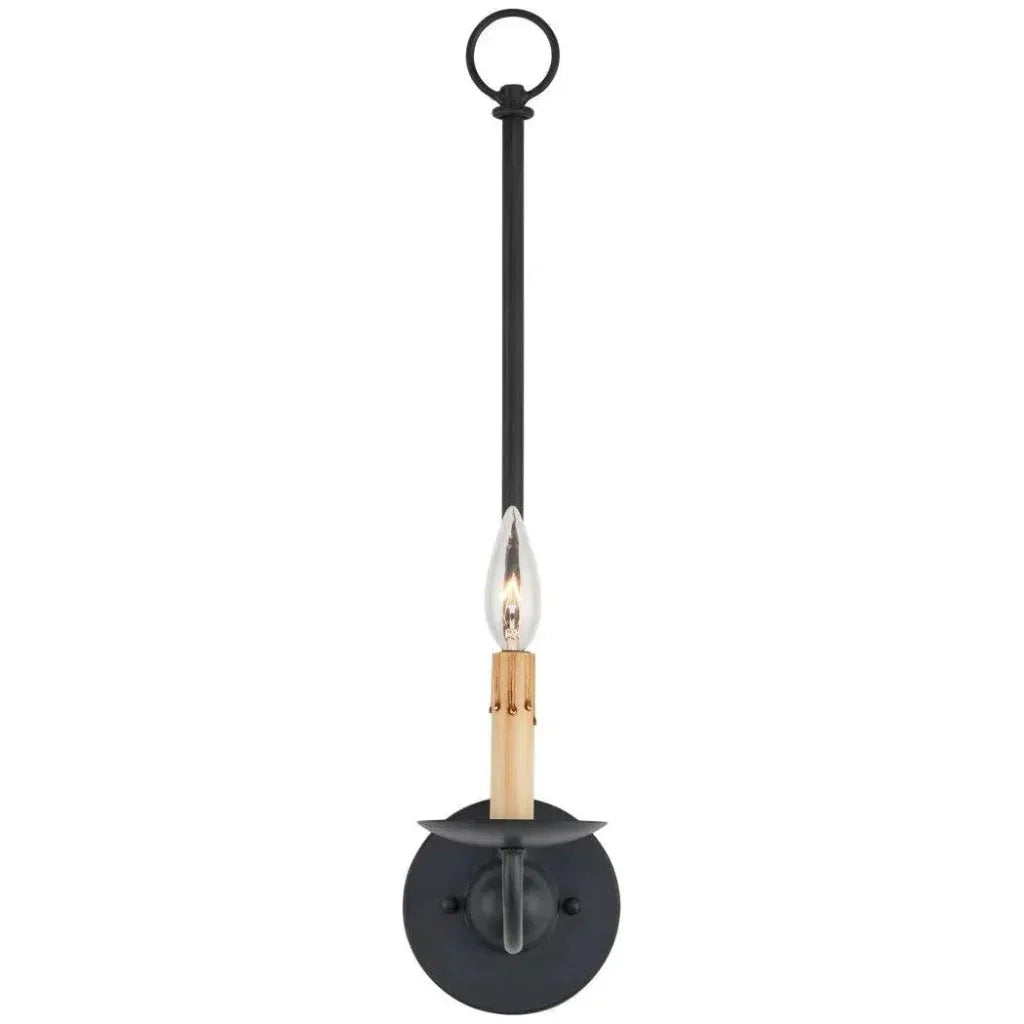 Saxon Single - Light Iron Black Wall Sconce - LOOMLAN - Currey & Co - Wall Sconces
