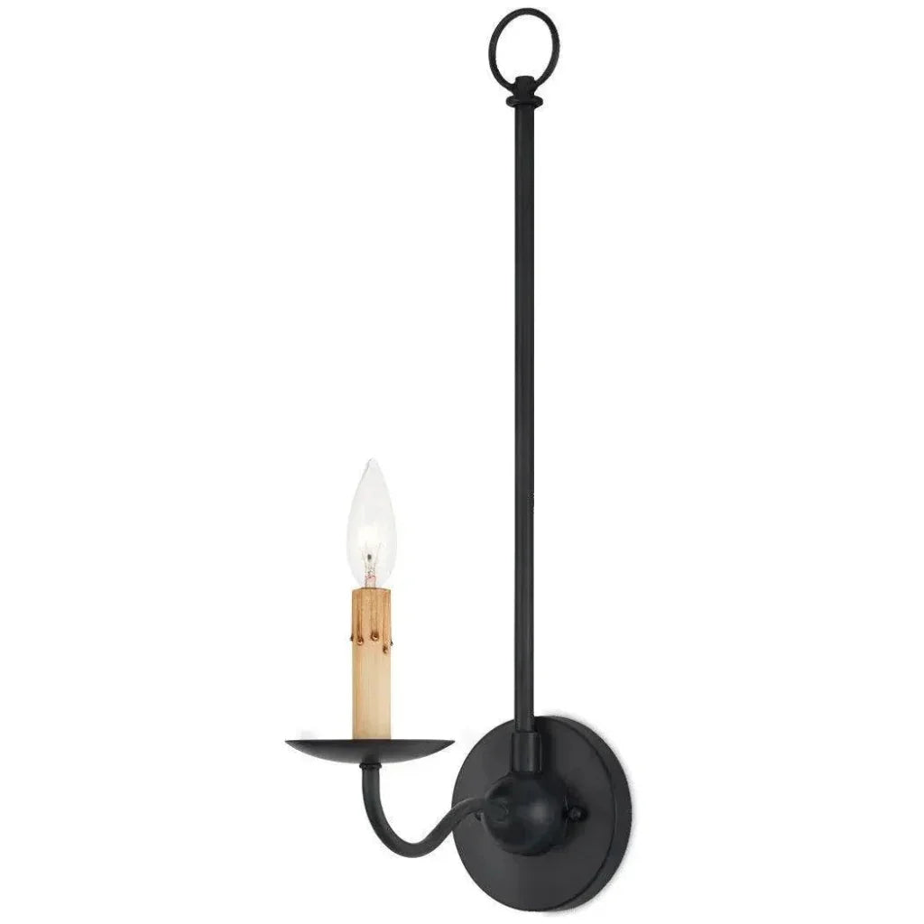 Saxon Single - Light Iron Black Wall Sconce - LOOMLAN - Currey & Co - Wall Sconces